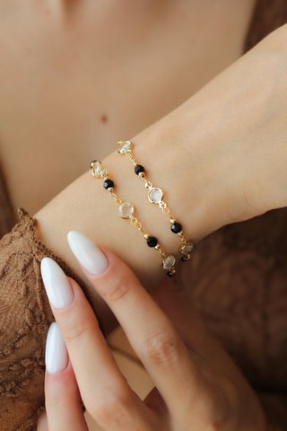 Armband met Meerdere Rijen - Goudkleurig en Zwart