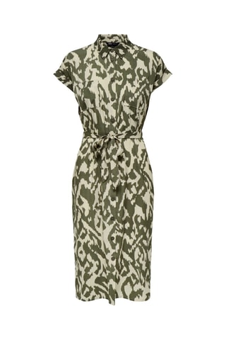 Robe chemise - Vert olive et écru