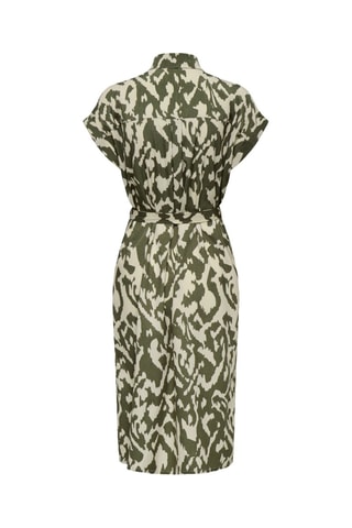 Robe chemise - Vert olive et écru