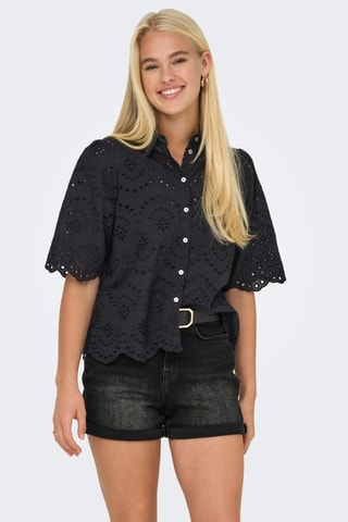 Chemisier en broderie anglaise - Noir