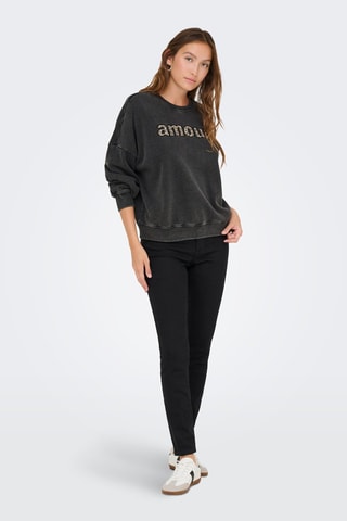 Sweat regular à capuche en coton biologique - Noir