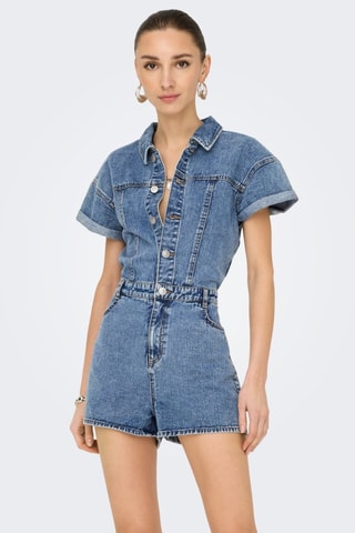 Combishort en jean - Bleu