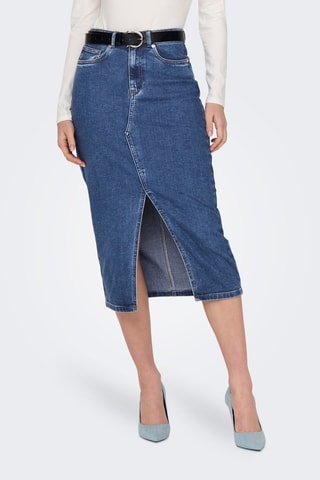 Jupe midi taille haute - Bleu