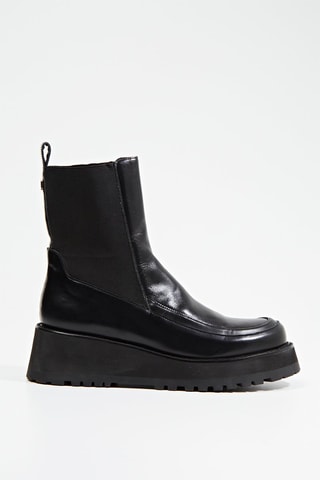 Bottines compensées en cuir Kanopée - Noir