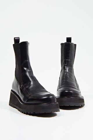 Bottines compensées en cuir Kanopée - Noir