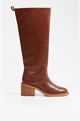 Bottes à talons en cuir Kibani - Cognac