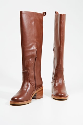 Bottes à talons en cuir Kibani - Cognac