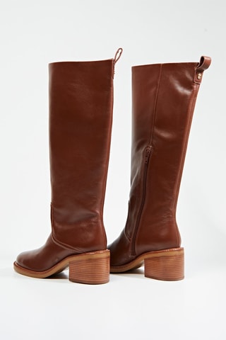 Bottes à talons en cuir Kibani - Cognac