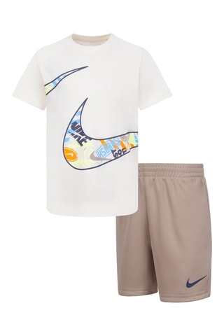 T-shirt et short - Blanc et beige - Nike
