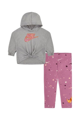 Sweat à capuche et legging Gris clair chiné et vieux rose - Nike