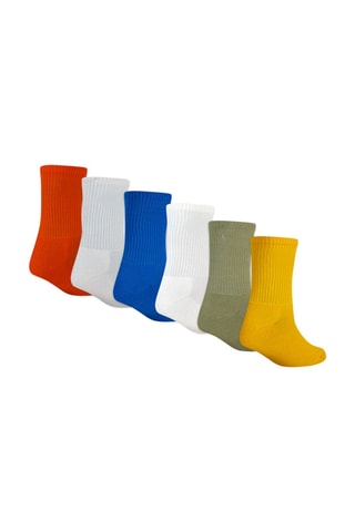 6 paires de chaussettes - Bleu électrique, blanc et jaune