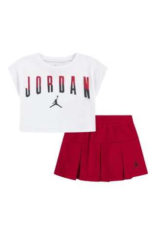 T-shirt et jupe plissée - Rouge et blanc