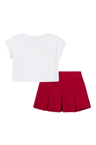 T-shirt et jupe plissée - Rouge et blanc