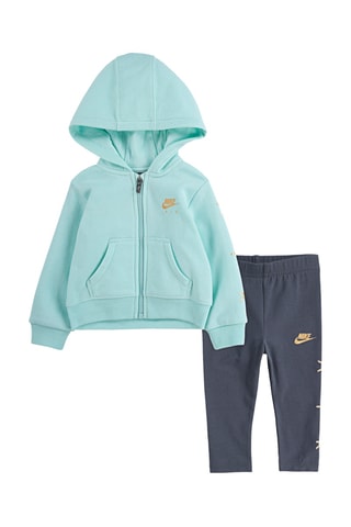 Sweat à capuche et legging - Gris et turquoise