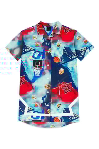 Robe chemise - Bleu marine et rouge