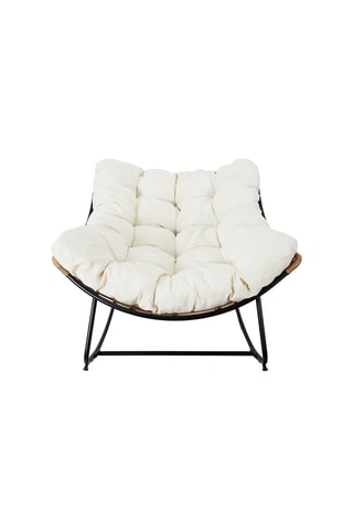 Schommelstoel Tulum - Beige en houtimitatie