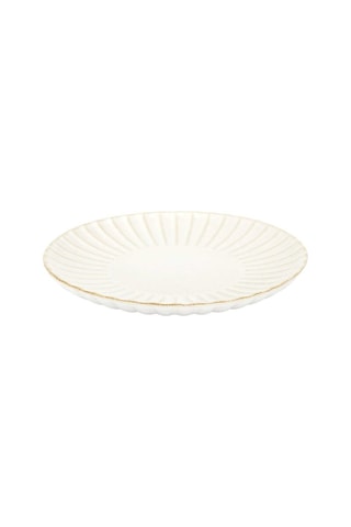 6 Platte Borden van keramiek en aardewerk - 21,7 cm