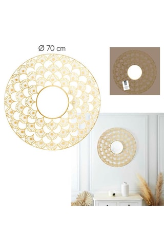Opengewerkte spiegel  70 cm - Goudkleurig