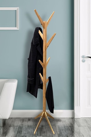 Houten Kapstok met 8 Haakjes Beige