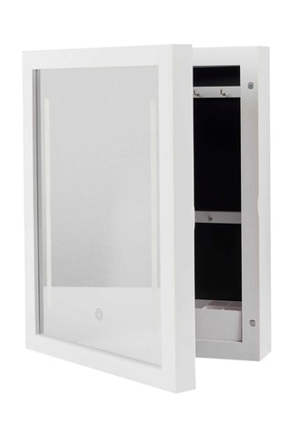 Wandopberger met Spiegel met Ledverlichting - 30,4 x 8,6 x 40 cm