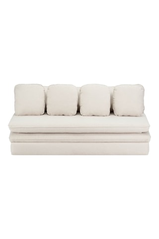 Banquette droite convertible Noma - Grège - 3 places - En tissu bouclette