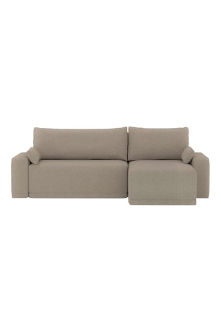 Canapé d'angle réversible convertible Teo - Grège - 4 places - En tissu velours côtelé
