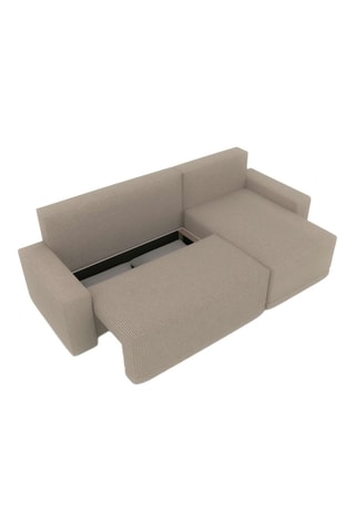 Canapé d'angle réversible convertible Teo - Grège - 4 places - En tissu velours côtelé