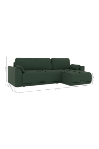 Canapé d'angle droit convertible Capucins - Vert - 4 places - En velours côtelé