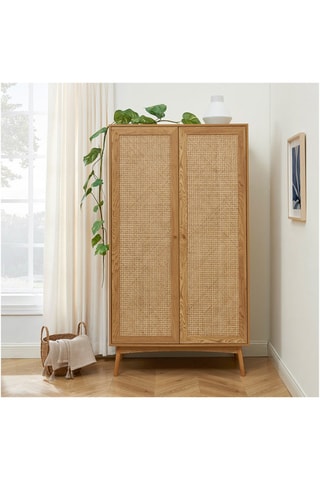 Armoire 2 portes Ines - Effet chêne et naturel