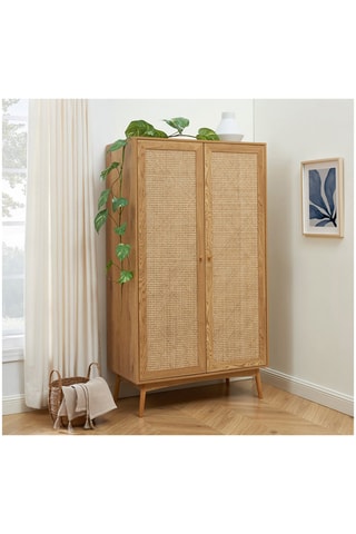 Armoire 2 portes Ines - Effet chêne et naturel