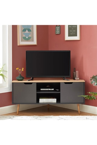Meuble TV d'angle 2 portes Lyna - Anthracite