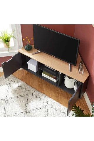 Meuble TV d'angle 2 portes Lyna - Anthracite