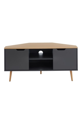 Meuble TV d'angle 2 portes Lyna - Anthracite