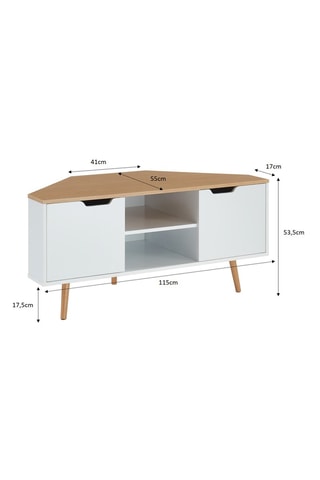 Meuble TV d'angle 2 portes Lyna - Blanc