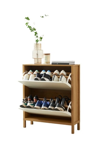 Meuble à chaussures 2 abattants Kilda - 80 x 23,5 x 92 cm 