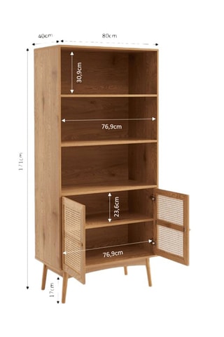 Bibliothèque 2 portes Ines - Imitation chêne - 80 x 171 x 40 cm