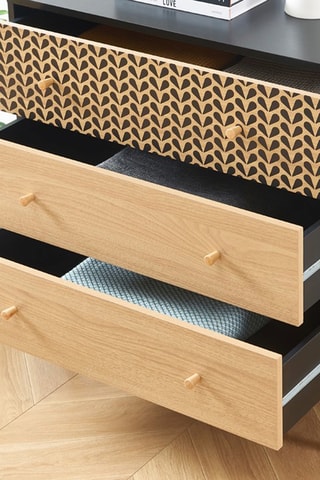 Commode 3 tiroirs Capucine - Noir et imitation bois