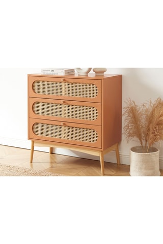 Commode 3 tiroirs Sixtine - Naturel et terracotta