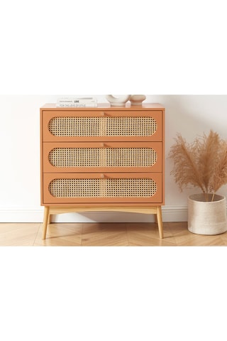 Commode 3 tiroirs Sixtine - Naturel et terracotta