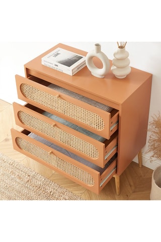 Commode 3 tiroirs Sixtine - Naturel et terracotta