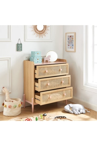 Commode enfant 3 tiroirs Pablo - Naturel et rose