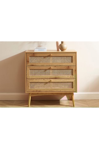 Commode 3 tiroirs Ines Effet chêne et naturel