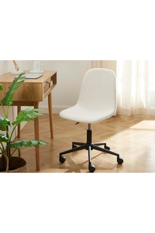 Chaise de bureau à roulettes Lena - Ecru et noir