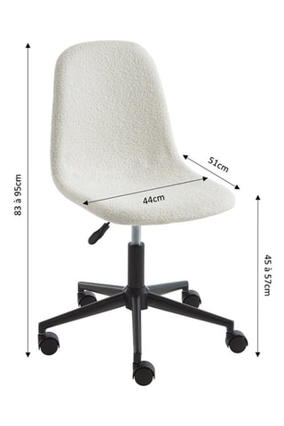 Chaise de bureau à roulettes Lena - Ecru et noir
