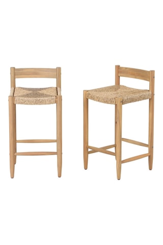 2 tabourets de bar en acacia Teva - 41,5 x 82 x 43 cm