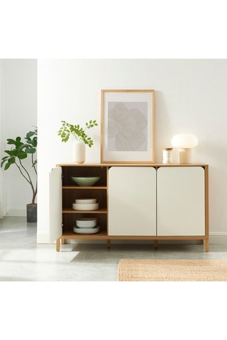 Buffet 3 portes en bois d’hévéa Kilda - 140 x 80 x 39 cm