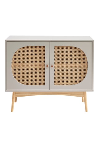 Buffet 2 portes en rotin et pin massif Sixtine - 90 x 75 x 40 cm