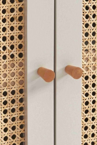 Buffet 2 portes en rotin et pin massif Sixtine - 90 x 75 x 40 cm