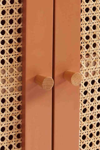 Buffet 2 portes en rotin et pin massif Sixtine - 90 x 75 x 40 cm