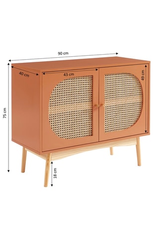 Buffet 2 portes en rotin et pin massif Sixtine - 90 x 75 x 40 cm